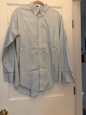 Lands' End Men's Blue & White Check Dress Shirt